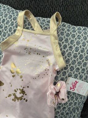 Brand new Justice Pink & Gold Splash one piece outfit